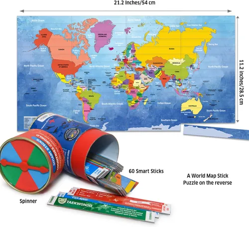 Vista 5 de Chalk and Chuckles Smart Sticks Países del Mundo, regalos para niños de 8 a 12 años, idea de regalo de aprendizaje genial para adolescentes y niñas