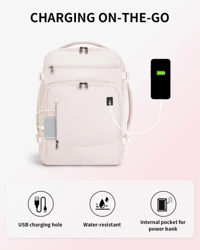 Vista 7 de ECOHUB Mochila de Viaje Mochila de Equipaje de Mano Carry on Backpack Water Resistant Fit 15.6" Laptop AirTag Pocket, Lightweight Casual Daypack