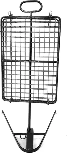Vista 4 de Premium Kit parrilla de hierro argentino asado brasero parrilla + parrilla argentina pesada/parrilla estaca asado asador + herramientas de fuego.