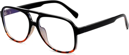 Vista 10 de Gafas de aviador retro con luz azul para mujeres y hombres de los años 70, gafas de piloto con marco de gran tamaño, antifatiga ocular