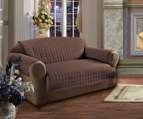 Vista 2 de Elegant Comfort Protector acolchado para muebles: microfibra de tratamiento especial tan suave como el algodón egipcio, sofá chocolate de 110 x 75.5