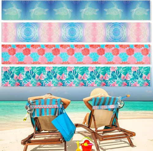 Vista 14 de Boao 4 paquetes de bandas de toalla para silla de playa, esenciales para piscina y crucero, elásticas y resistentes al viento, clips para toallas