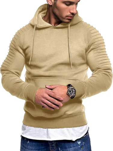 Vista 2 de COOFANDY Sudadera con capucha de entrenamiento para hombre, ligera, atlética, moderna, con bolsillo