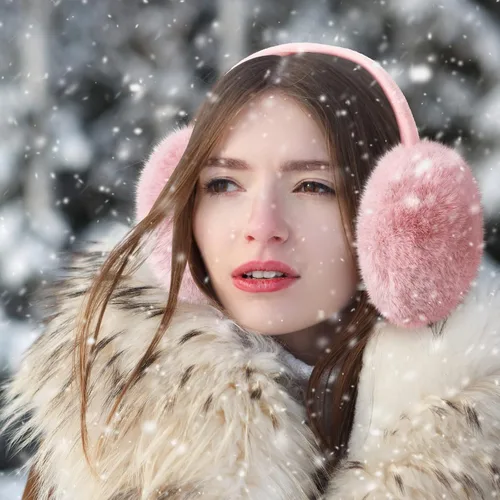Vista 6 de Geyoga Ear Muffs 4 Pieces Faux Fur Warm Ear Covers Foldable Winter Women Furry Ear Muffs Women's Ear Warmers