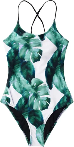 Vista 2 de CUPSHE One Piece Swimsuit for Women Bathing Suit Ruched Adjustable Spaghetti Straps Tropical Print
