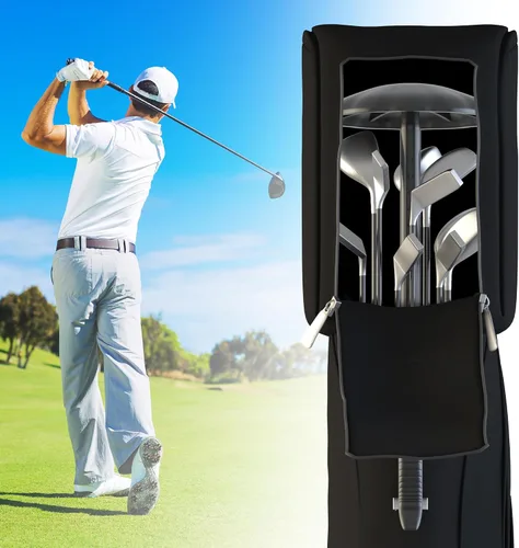 Vista 6 de Poste de soporte para bolsa de viaje de golf, protector de palos de golf de acero aleado resistente con cubierta de ABS, ajustable de 27 a 56
