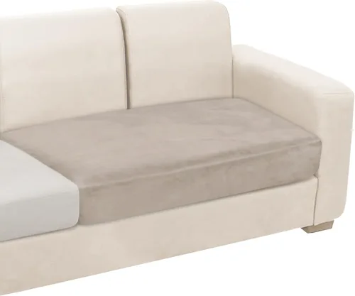 Vista 71 de NAISI Fundas de cojín de sofá de terciopelo elásticas de 1 pieza, fundas de asiento de sofá o respaldo, fundas suaves individuales para sofá Beige
