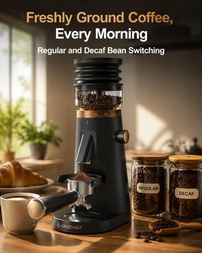 Vista 15 de AMZCHEF Single Dose Coffee Grinder, Low Retention, 75 Settings, Rose Gold