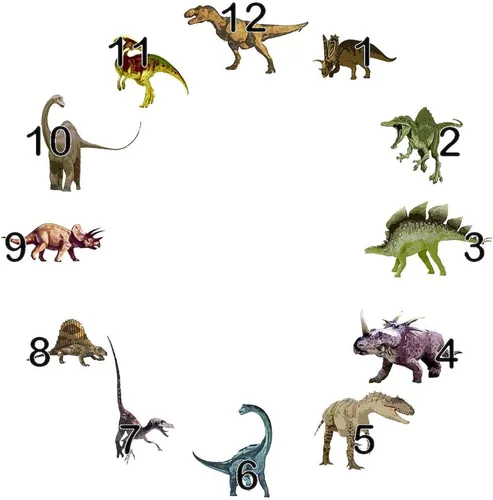 Vista 2 de CafePress Reloj de pared de dinosaurio con números negros, reloj de pared decorativo único de 10 pulgadas