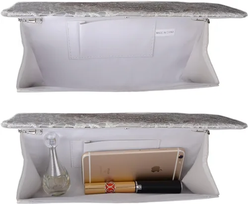 Vista 2 de Bolsos de mano para mujer, bolso de mano floral de encaje para boda, bolso de noche