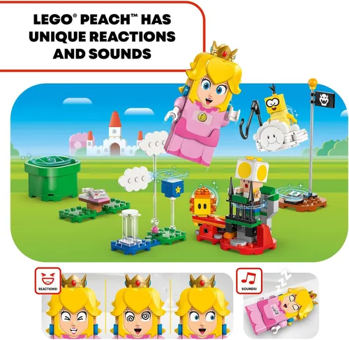 Vista 3 de LEGO Super Mario Adventures con juguete interactivo de la Princesa Peach, Set de Juego de Super Mario para niños, Figura de Toad Amarillo, regalo