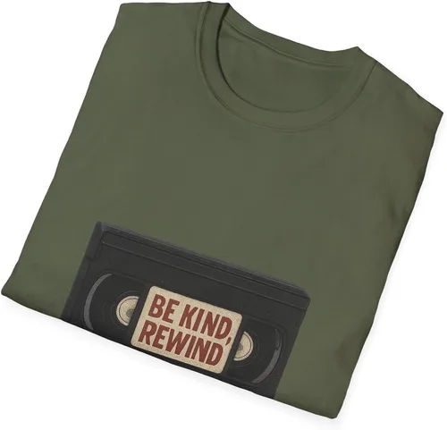 Vista 4 de Be Kind Rewind VHS Tape T-Shirt Retro 80s 90s Nostalgia Military Green