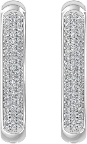 Vista 2 de Aretes tipo argolla con diamantes de 1 quilate en oro de 10 quilates o platino 950