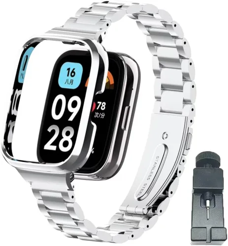 Vista 8 de Compatible con Xiaomi Redmi Watch 3 Active Bands, correa de repuesto de metal de acero inoxidable para reloj inteligente Redmi Watch 3 Active