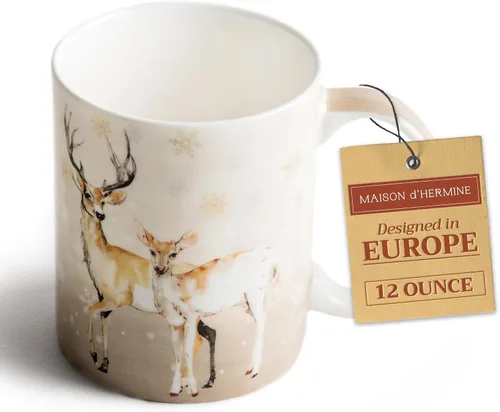 Vista 35 de Maison d' Hermine Taza de café con asas, tazas de porcelana fina de hueso, paquete de una taza de té para bebidas calientes, capuchino, latte