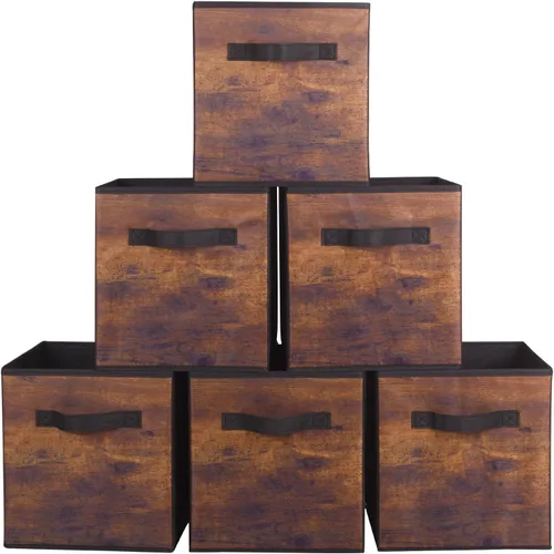 Vista 26 de PowerKing Cubos de almacenamiento plegables con asas, contenedores plegables de tela para estantes de armario, contenedores de almacenamiento