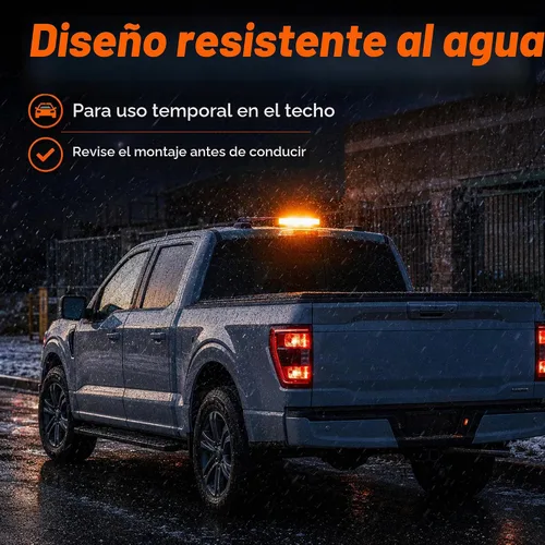 Vista 7 de Xprite Luz estroboscópica LED ámbar COB para techo, base magnética de 12 V, barra de luz de precaución con 19 patrones de flash para construcción