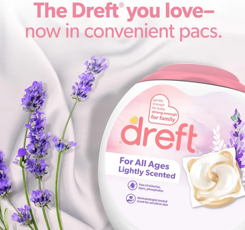Vista 2 de Dreft - Detergente para ropa en cápsulas XL, aroma ligero, lavanda, 18