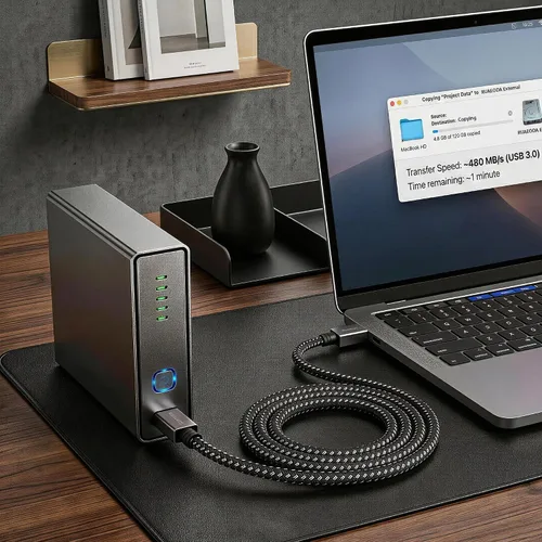 Vista 6 de Cable USB a USB de 1 pie, USB 3.0 macho a macho tipo A a tipo A, cable USB de doble cara para transferencia de datos, compatible con disco duro