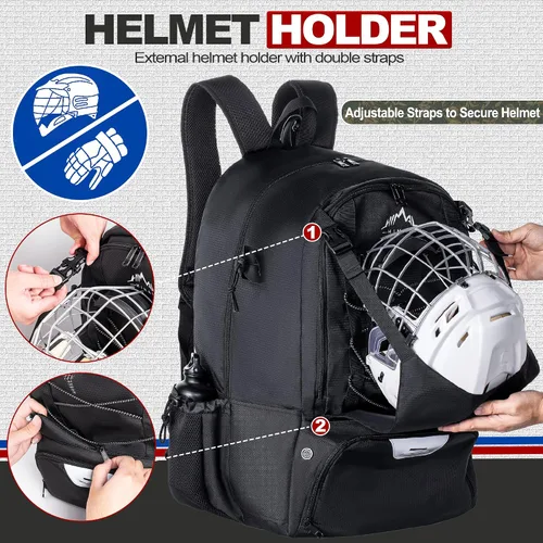 Vista 4 de Mochila para lacrosse GoHimal extra grande con soporte para palo de arrastre Tow Stick Holder