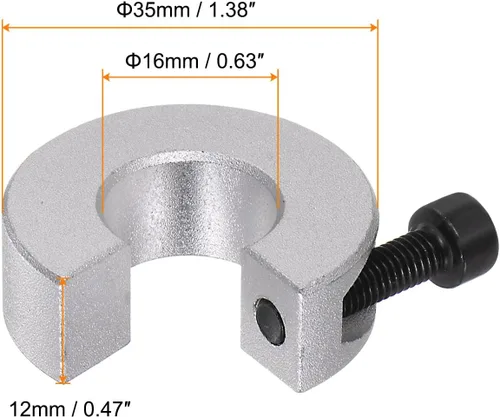 Vista 2 de HARFINGTON Juego de collar de eje para riel lineal SBR16, collar de eje de abrazadera con tornillo de ajuste orificio de 0.630 in, diámetro exterior
