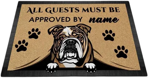 Vista 30 de Tapete personalizado con nombre de perro que mira al perro Cocker Spaniel, todos los invitados deben ser aprobados por alfombras para decoración