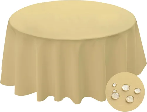 Vista 19 de BYDOLL Mantel redondo de 48 pulgadas para la parte superior de un máximo de 38 pulgadas de diámetro, color beige, lavable, al aire libre, resistente