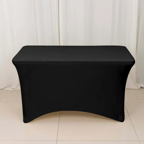 Vista 26 de Efavormart - Mantel rectangular de elastano elástico beige de 4 pies