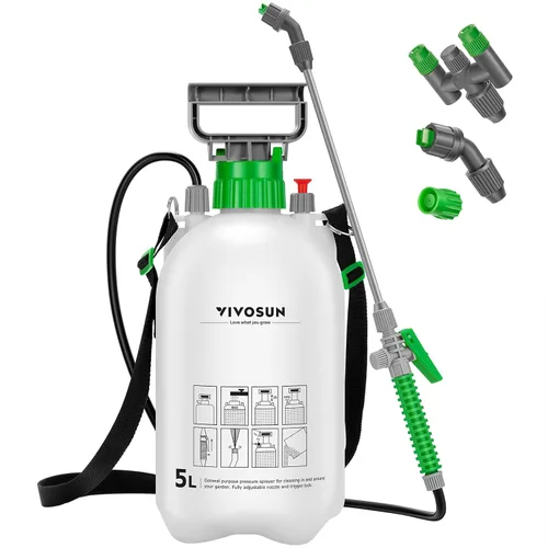 Vista 12 de VIVOSUN Pulverizador de bomba de 1 galón/4L, rociador de agua de jardín para plantas, malezas y cuidado del césped, con 3 boquillas, manguera de 50