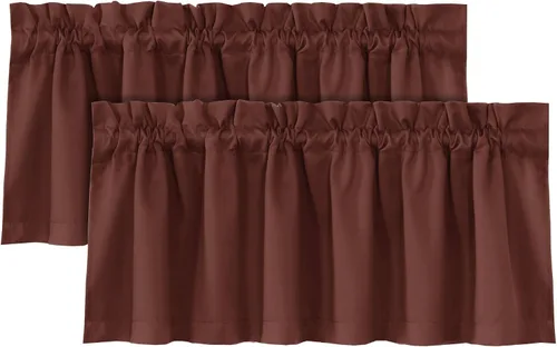 Vista 31 de H.VERSAILTEX Cenefas de cortina 100% opacas para ventanas, 2 paneles con aislamiento térmico, bolsillo para barra, pequeña cenefa corta para cocina