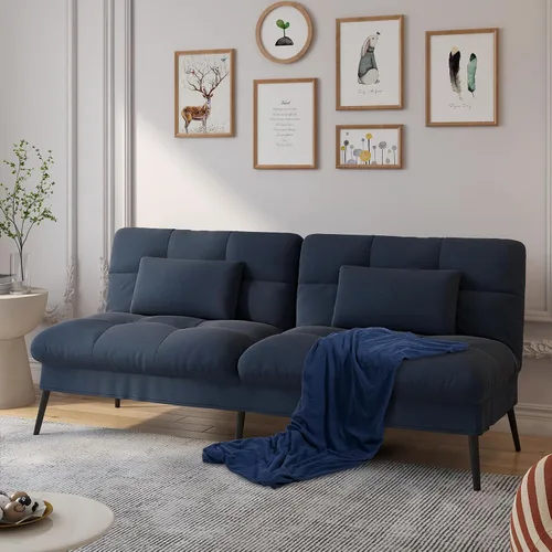 Vista 12 de COMHOMA Sofá cama futón, sofá cama convertible de 72 ″, sofá biplaza Negro