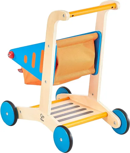 Vista 2 de Carrito de compras de madera para niños Hape galardonado Multi, L: 16.9, W: 11.8, H: 19.8 pulgadas, Multi, Carrito de compras de juguetes