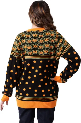 Vista 5 de Suéter feo de Halloween con parche de calabaza para adultos