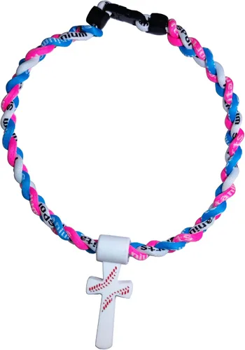 Vista 23 de Collar de cuerda de béisbol con cruz de silicona