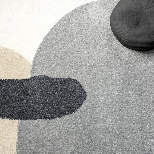 Vista 8 de Abani Nuevo Collection - Alfombra de área, diseño artístico moderno marfil/gris, 4 x 6 pies, fácil de limpiar, duradera para niños y mascotas,