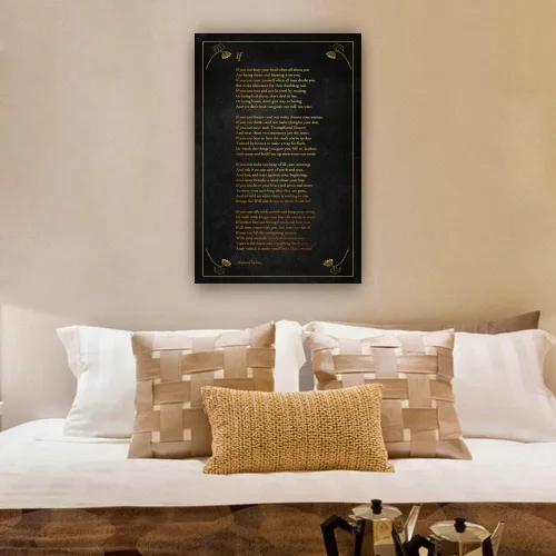 Vista 4 de If By Rudyard Kipling Poema Arte de pared Póster de poesía con cita inspiradora para decoración de pared de habitación de bebé, pinturas en lienzo