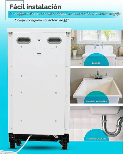 Vista 3 de BLACK+DECKER Lavavajillas portátil de 18", lavavajillas compacto con capacidad para 8 servicios de mesa, tina de acero inoxidable, 6 programas