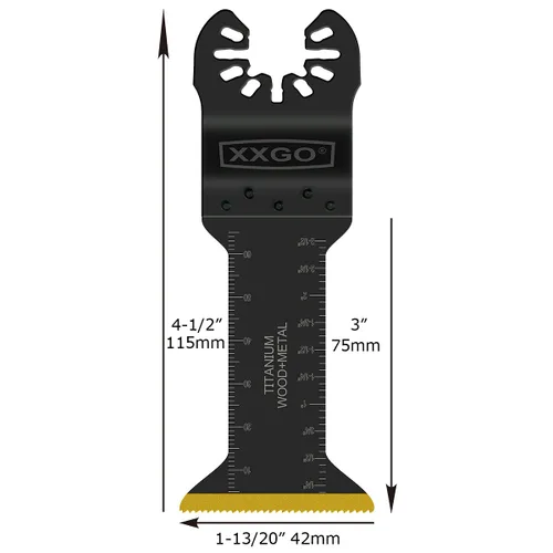 Vista 2 de XXGO 3 piezas extra larga corte de metal titanio oscilante multiherramienta hoja Lo mejor para cortar clavos de metal de plástico de madera en un