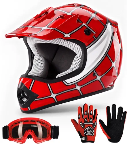 Vista 11 de TCT-MOTORPARTS - Casco para niños o jóvenes, modelo de calavera negra, aprobado por el DOT, para motocross, cuatrimoto, bicicleta de tierra