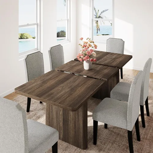 Vista 12 de GarveeHome 63" Long Oval Dining Table with Wooden Base for 4-6 People