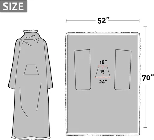 Vista 7 de Catalonia Classic Manta de forro polar Sherpa con mangas, súper suave, cálida y acogedora, manta portátil de viaje, regalo para mujeres, hombres