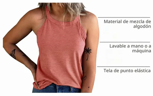 Vista 4 de KINLONSAIR - Camisetas sin mangas de verano para mujer con cuello redondo, estilo halter, para entrenamiento, casual, de tirantes, básicas A16_salmón