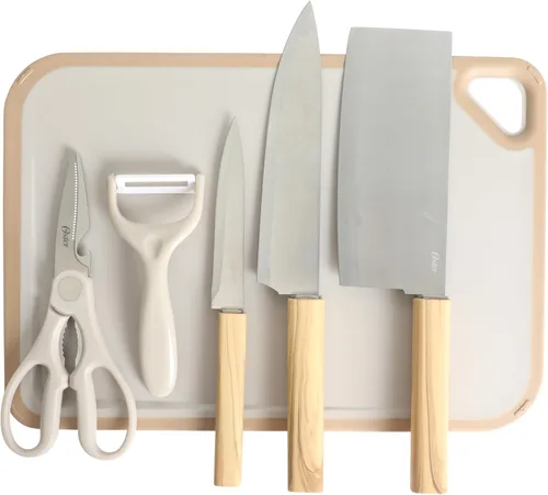 Vista 10 de Oster Ginley - Juego de 3 piezas de cubiertos de acero inoxidable de alto carbono con mango forjado triple remachado de ABS