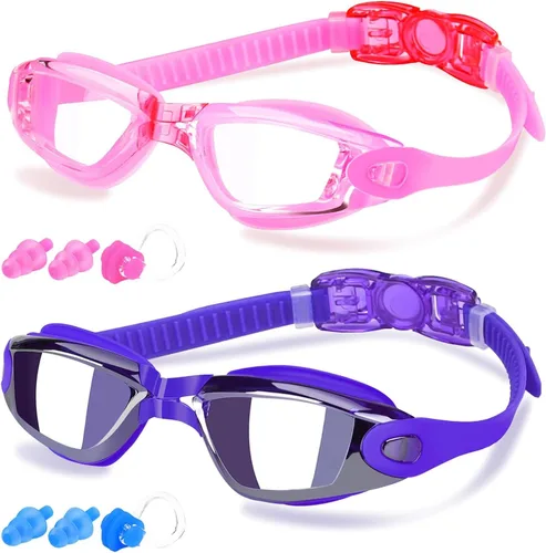 Vista 6 de COOLOO Gafas de natación, paquete de 2 gafas de natación para hombres y mujeres, gafas de natación para adultos, jóvenes, adolescentes, niños, gafas