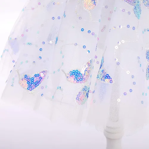 Vista 7 de AFAVOM Camisola de lentejuelas de mariposa para niñas, vestido de ballet con volantes, falda tutú con purpurina, leotardo, disfraz de bailarina