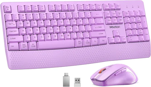 Vista 9 de MEETION Nuevo teclado y ratón inalámbrico, combo de teclado y ratón para computadora, ratón de 3 DPI ajustable, teclado inalámbrico de tamaño Negro