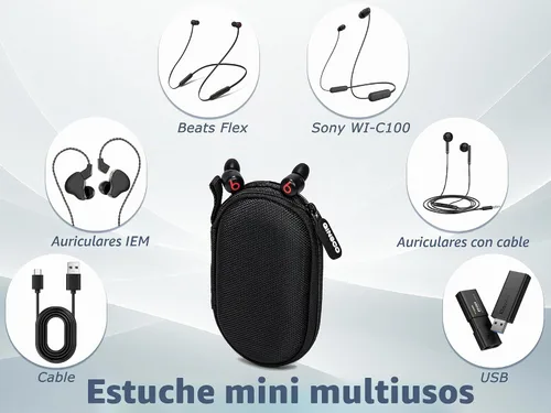 Vista 7 de Ginsco Estuche Mini-Portátil para Auriculares Beats Flex Inalámbricos con Micrófono Integrado, para Auriculares Apple EarPods con Cable/Auriculares