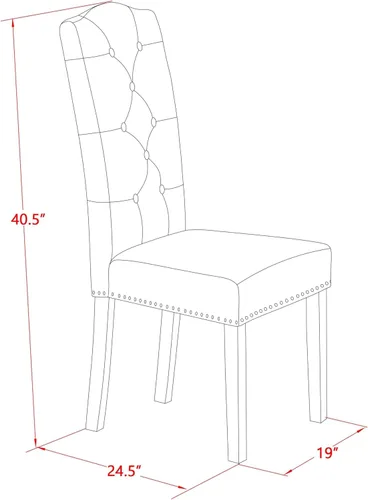 Vista 3 de East West Furniture ELP3T16 Elsa Parson - Juego de 2 sillas de comedor tapizadas de tela de lino color caqui oscuro con ribete de cabeza de clavo