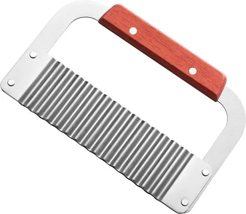 Vista 11 de Cortador Ondulado de Acero Inoxidable Cortador de Papas de Servicio Pesado Herramientas de Corte Ondulado y Picado con Mango de Madera
