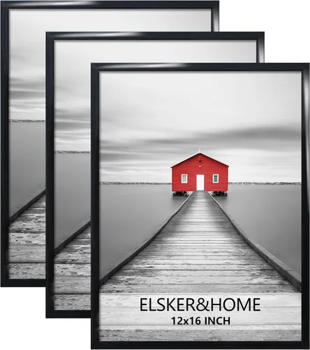 Vista 34 de ELSKER&HOME Marco de póster de 8 x 24 pulgadas, paquete de 3 portarretratos Negro